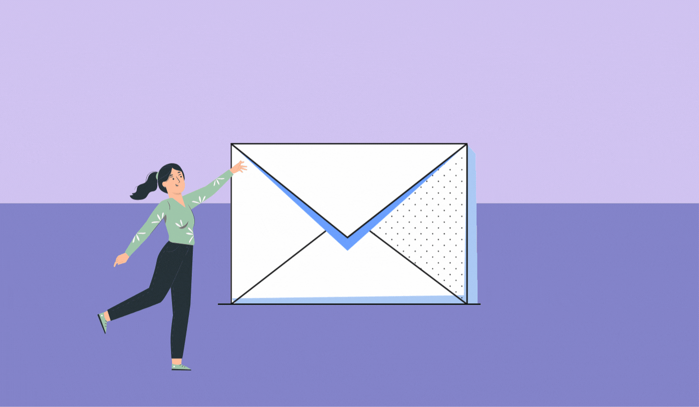 Animated image of a mail envelope opening and closing
